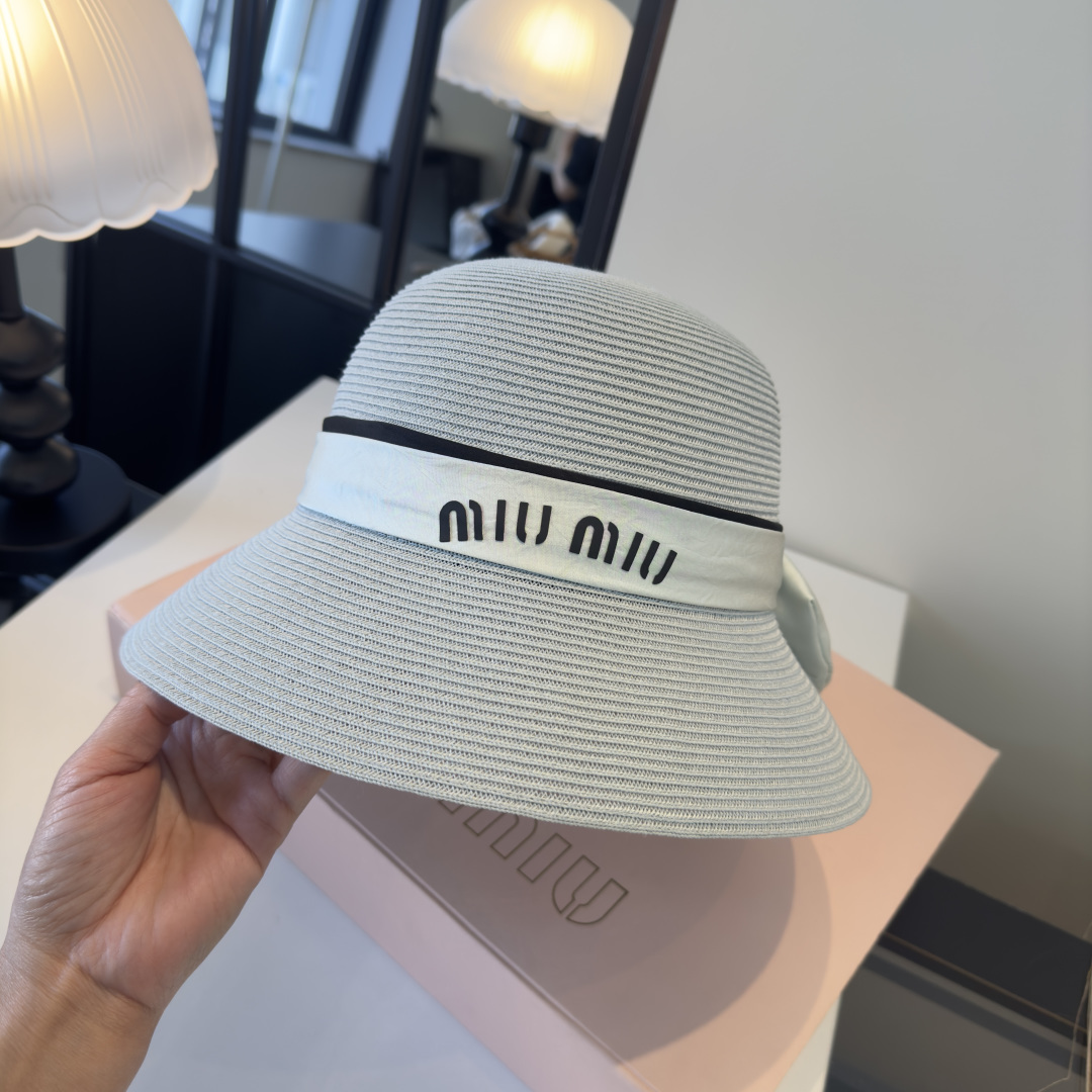 Pmiumiu缪缪新款名媛风蝴蝶结盆帽，时尚简约～
