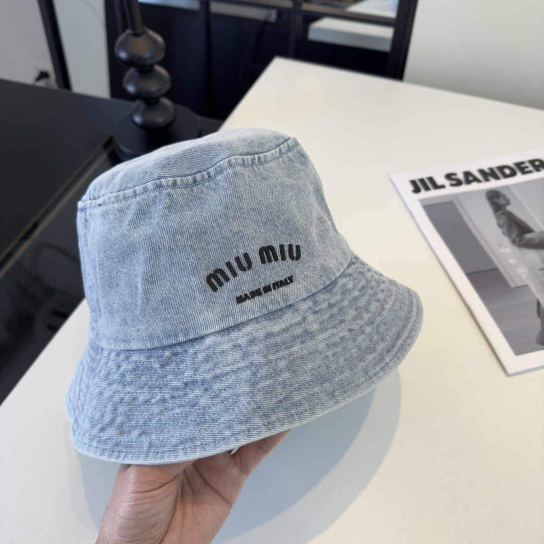 Pmiumiu缪缪新款牛仔渔夫帽，遮阳帽