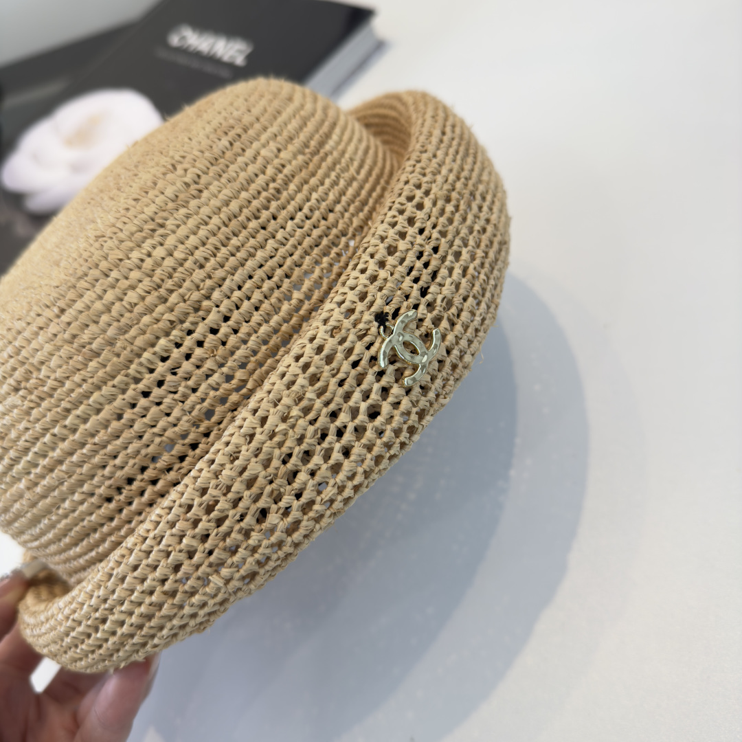Chanel Chanel香奈儿拉菲草贝雷帽，纯手工制作，头围57cm