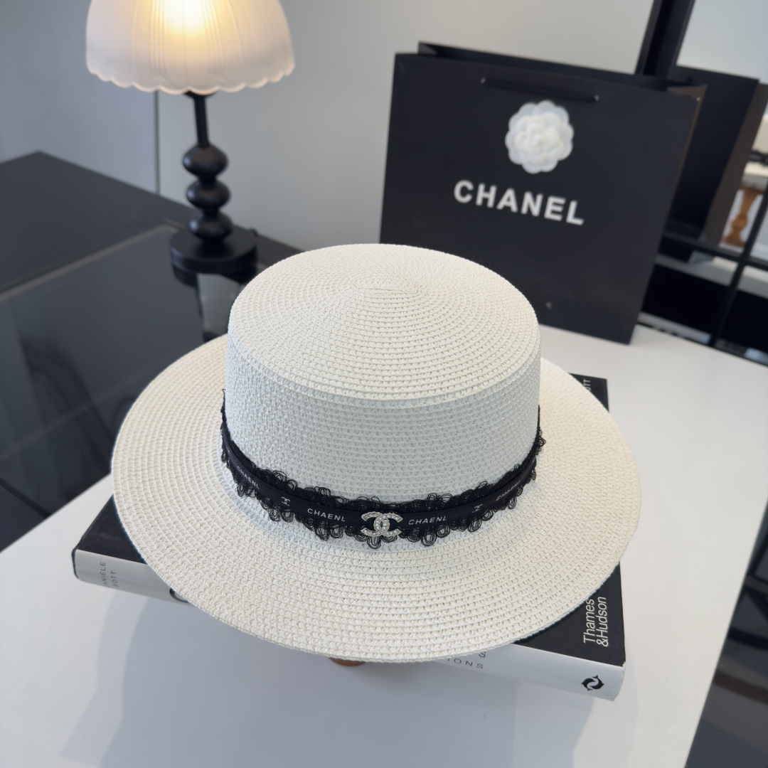 Chanel Chanel香奈儿新款平顶草帽，夏季出游沙滩 ～