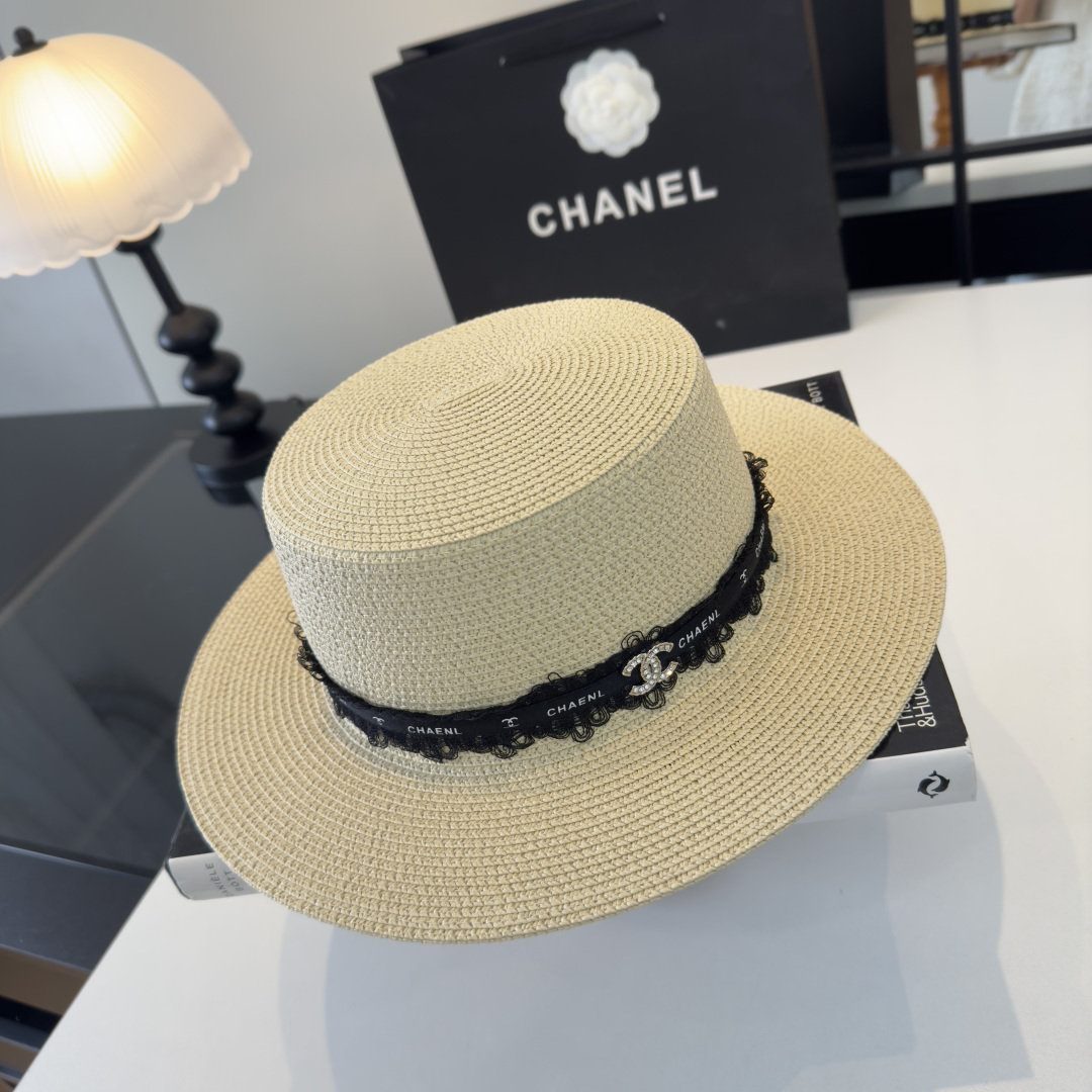 Chanel Chanel香奈儿新款平顶草帽，夏季出游沙滩 ～