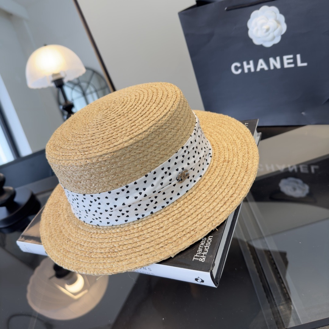 Chanel Chanel香奈儿新款平顶草帽，日本纸草制作，头围57cm