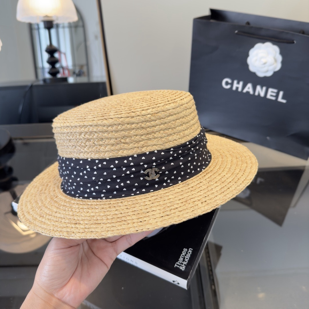 Chanel Chanel香奈儿新款平顶草帽，日本纸草制作，头围57cm
