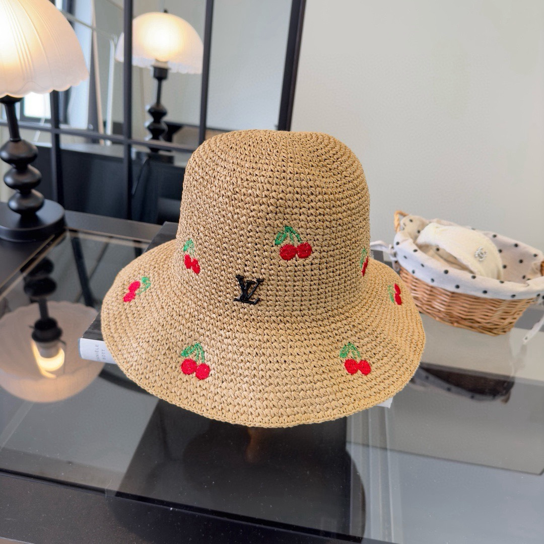 Louis Vuitton lv路易斯新款夏款折叠草帽，纯收工钩织，头围57cm，可折叠