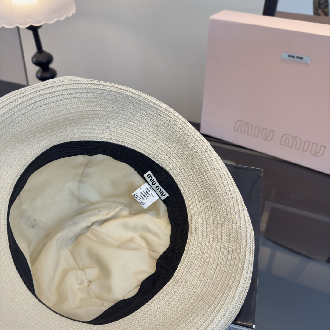 Pmiumiu缪缪新款台湾PP草拼接网纱，高端名媛风范，头围57cm，可折叠