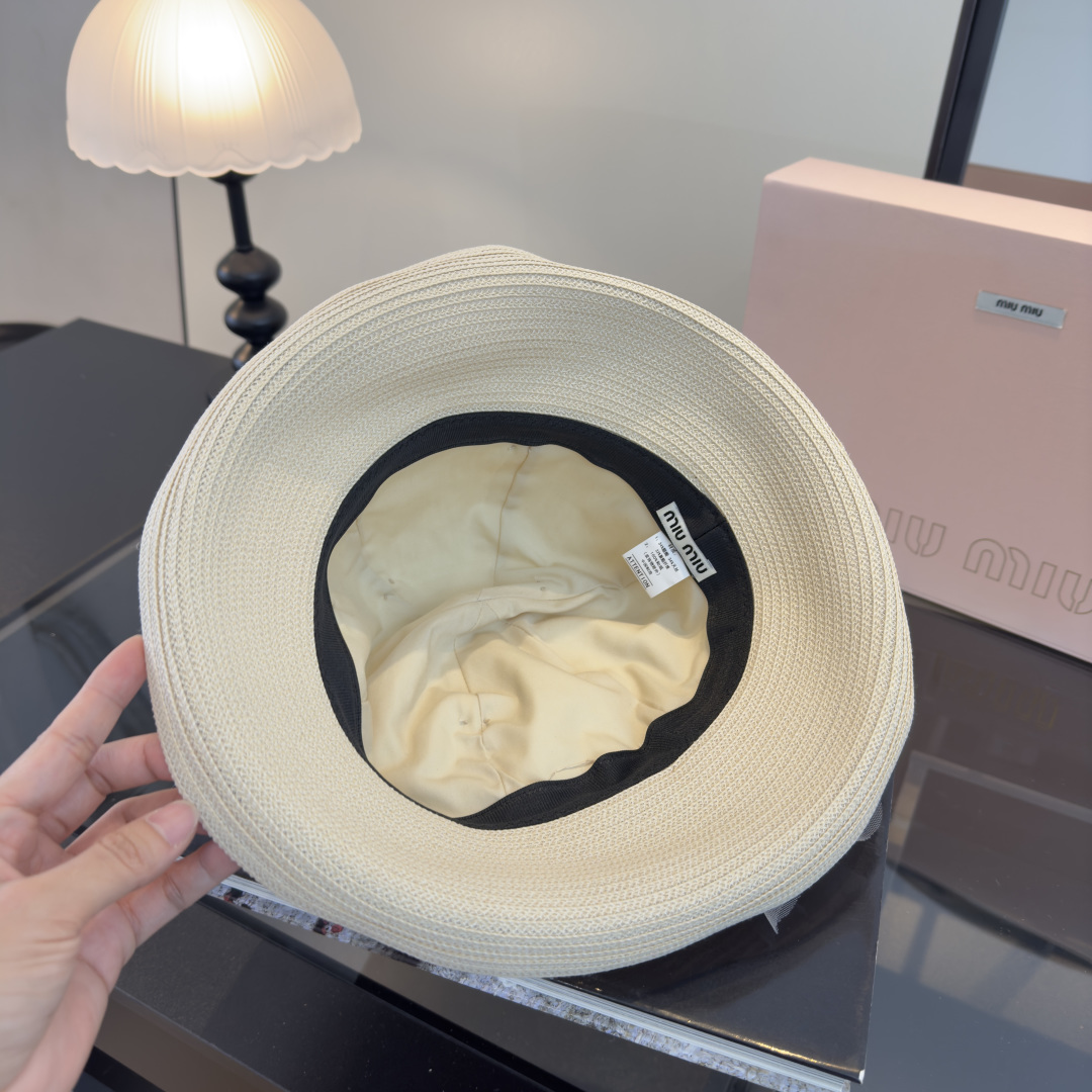 Pmiumiu缪缪新款台湾PP草拼接网纱，高端名媛风范，头围57cm，可折叠