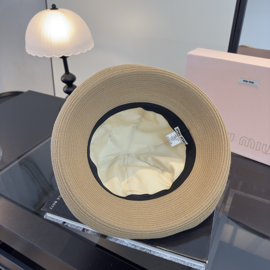 Pmiumiu缪缪新款台湾PP草拼接网纱，高端名媛风范，头围57cm，可折叠