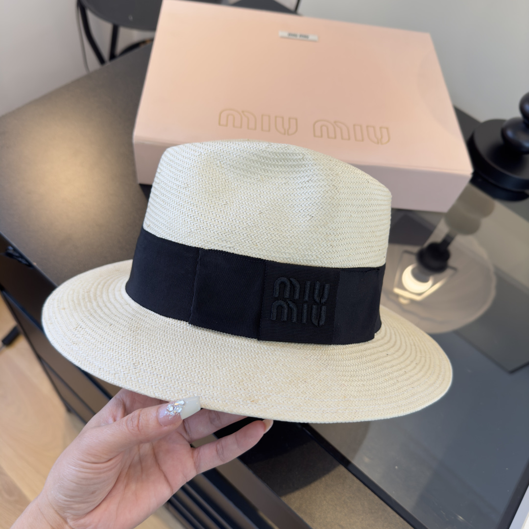 P缪缪miumiu新款礼帽，进口台湾PP草定制、非普通版本，头围57cm