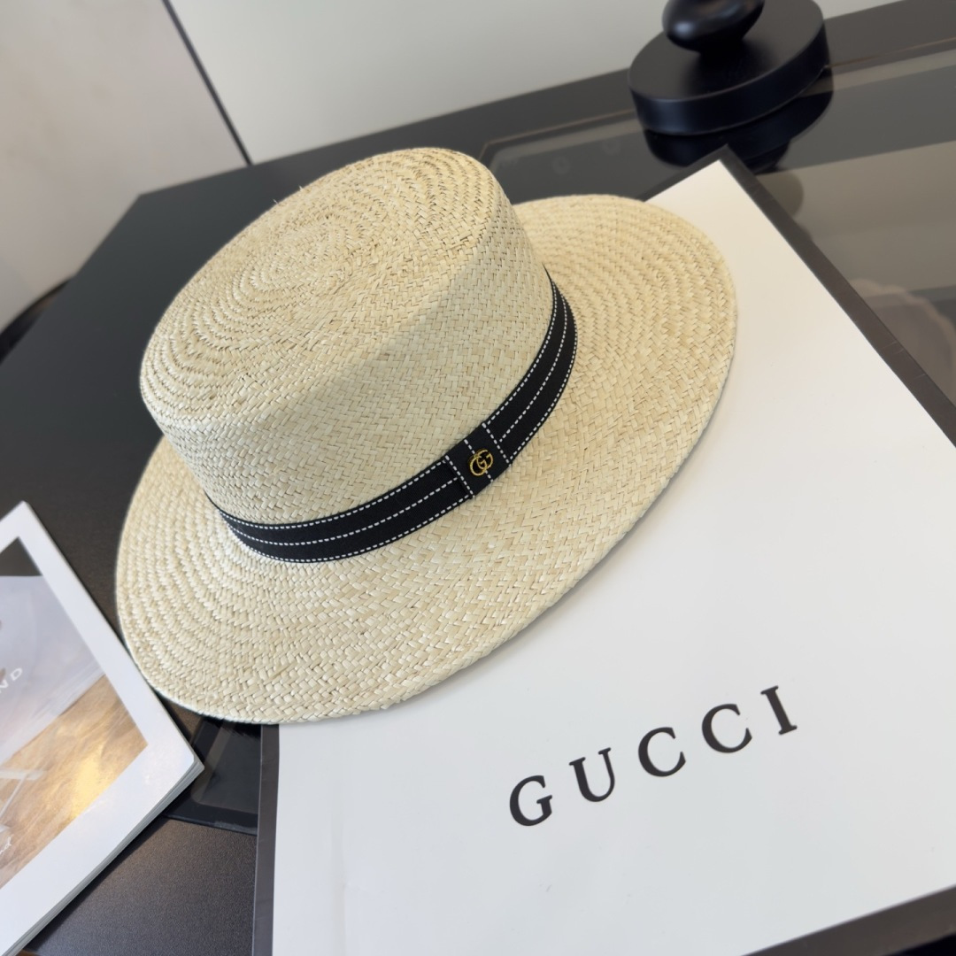 Gucci Gucci古奇名媛风礼帽进口台湾PP草，头围57cm