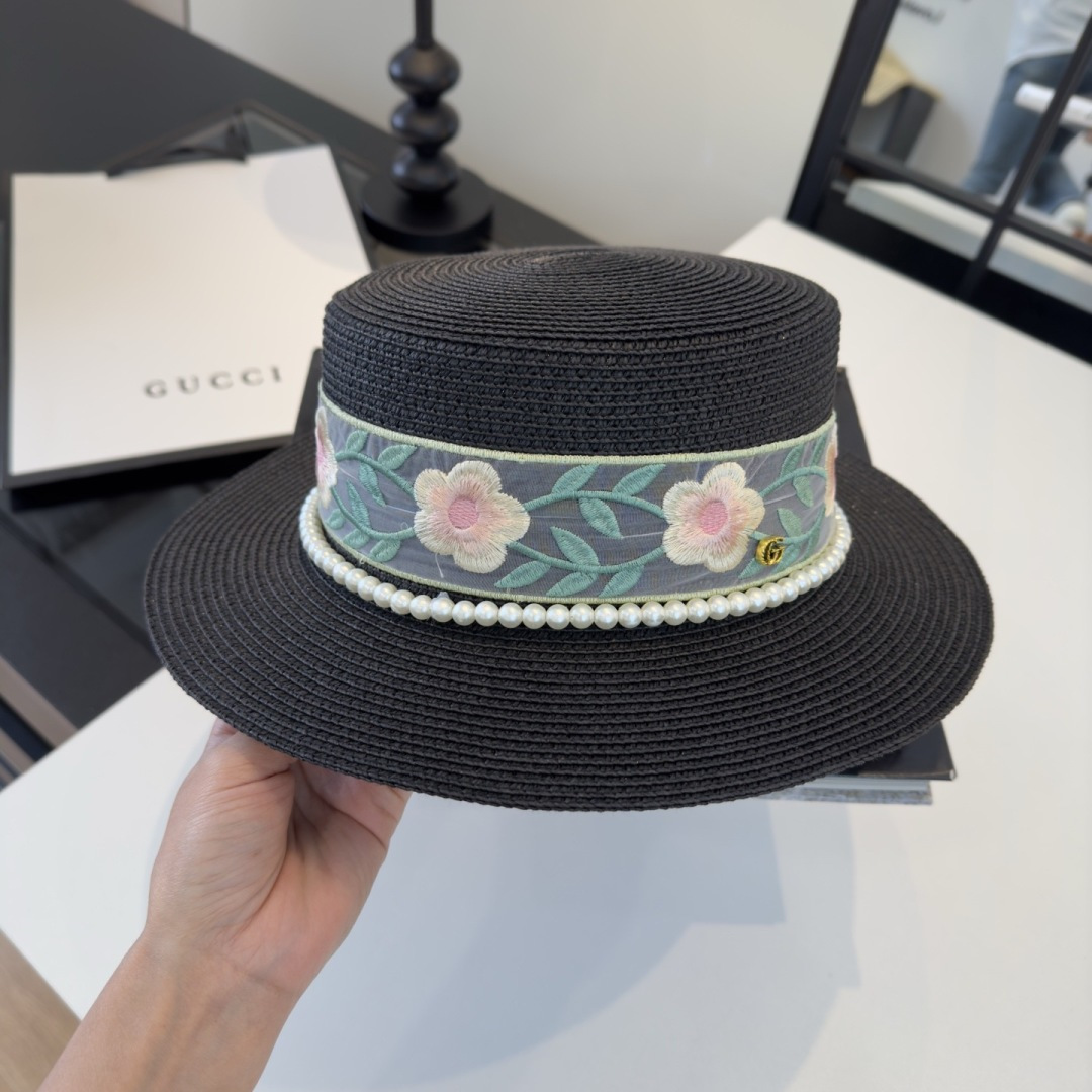 PGucci古奇新款平顶礼帽，头围57cm