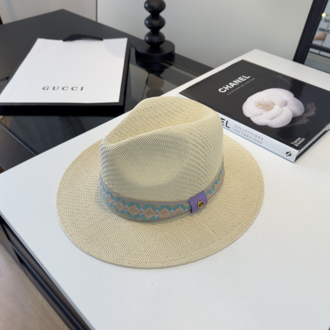 Gucci Gucci古奇 名媛风礼帽进口台湾PP草，头围57cm