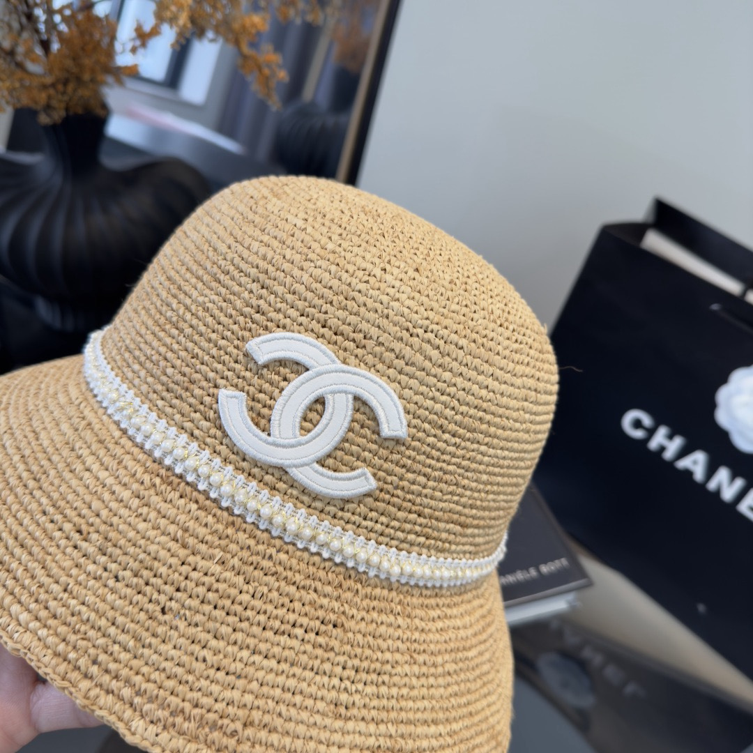 PChanel香奈儿拉菲草帽，纯手工钩织，头围57cm