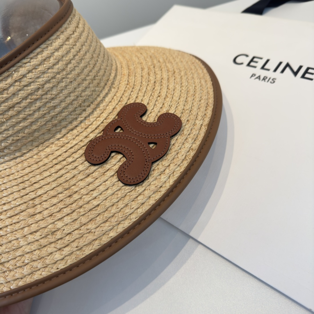 PCeline赛琳新款拉菲草空顶帽，高端定制，头围57cm