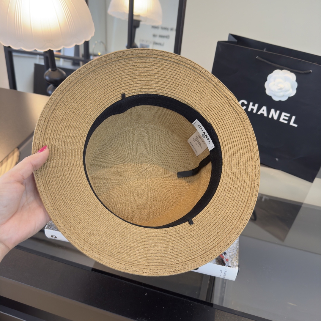PChanel香奈儿 平顶礼帽，高端细草制作，头围57cm 出游搭衣必备