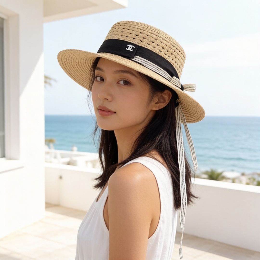 PChanel香奈儿拉菲草帽，头围57cm 搭衣出游必备