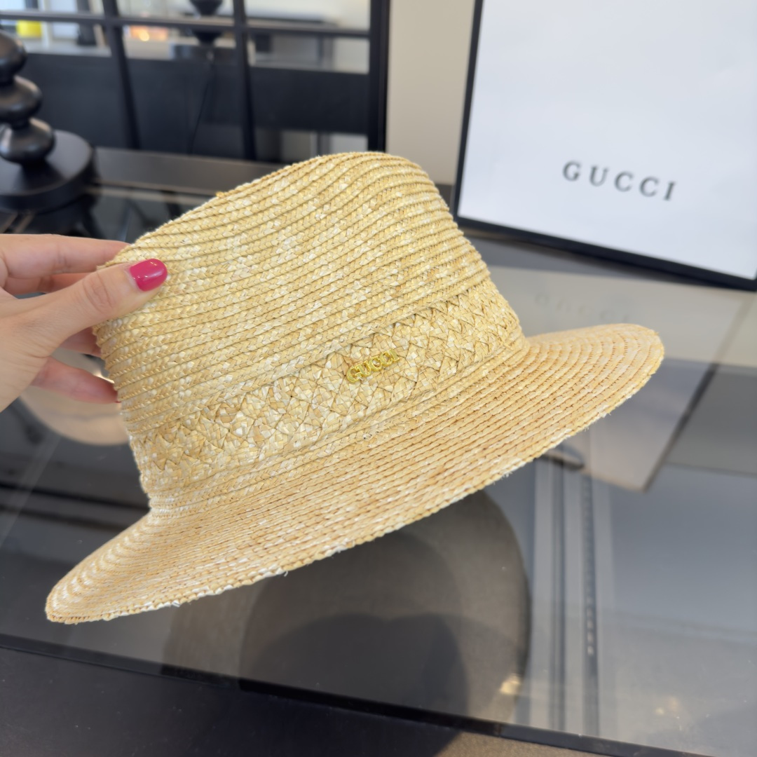 PGucci古奇麦秆草礼帽，高端定制，头围57cm