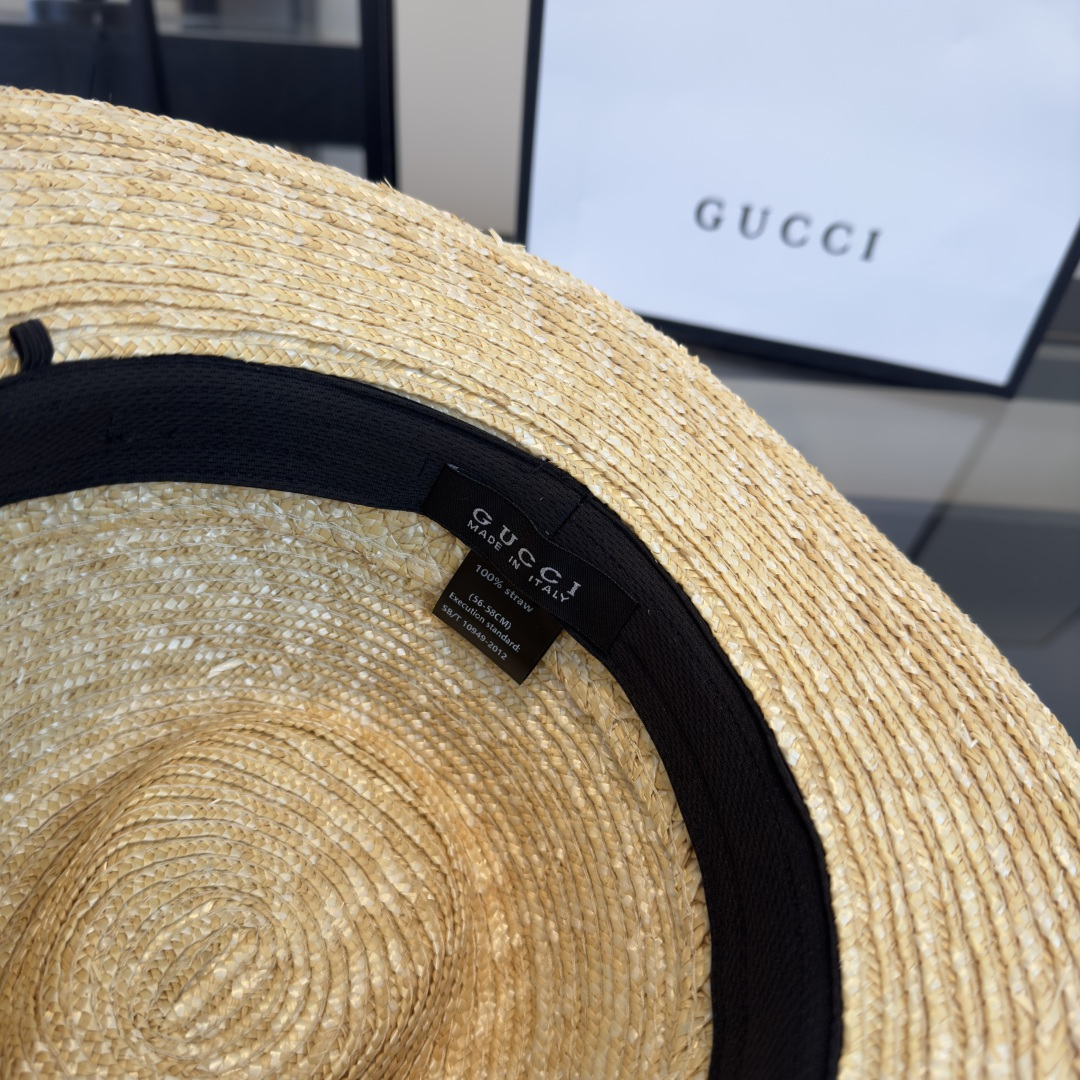 PGucci古奇麦秆草礼帽，高端定制，头围57cm