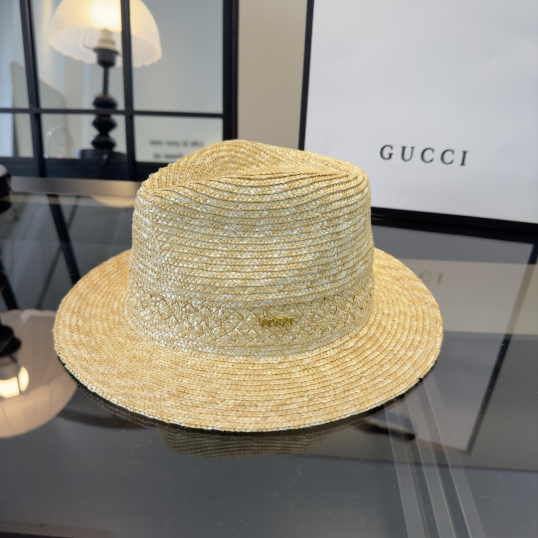 PGucci古奇麦秆草礼帽，高端定制，头围57cm