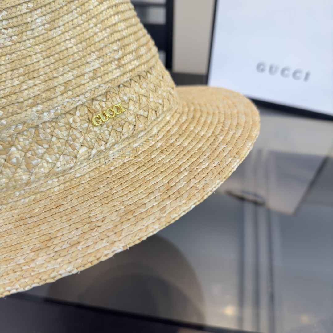 PGucci古奇麦秆草礼帽，高端定制，头围57cm