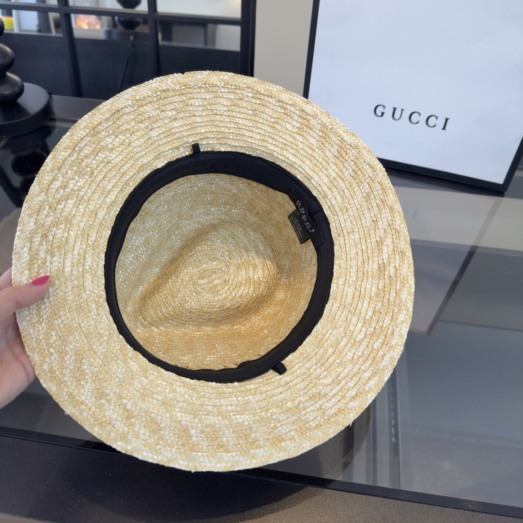 PGucci古奇麦秆草礼帽，高端定制，头围57cm