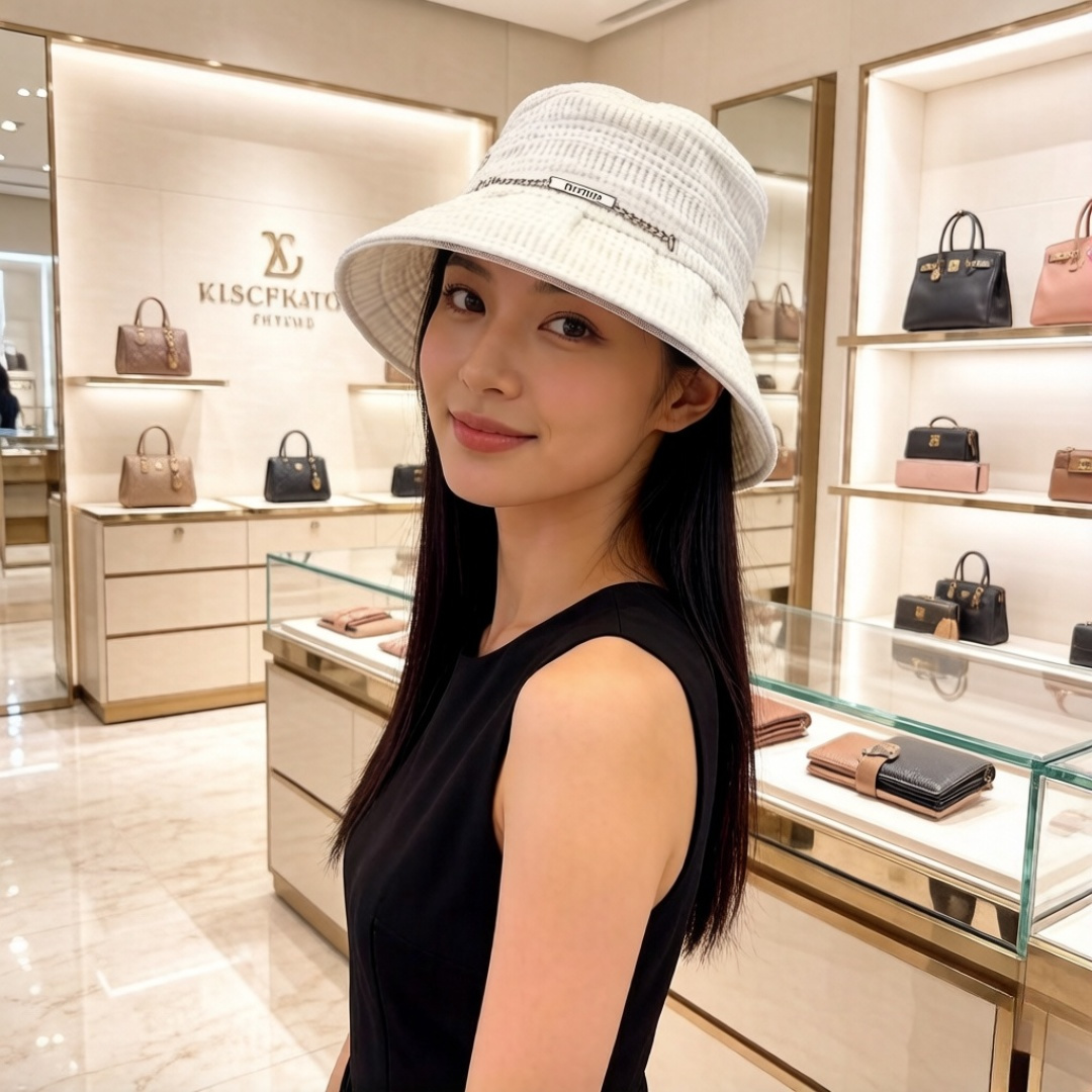 Pmiumiu缪缪新款渔夫帽，百褶边设计，可折叠，遮阳效果非常好，头围57cm