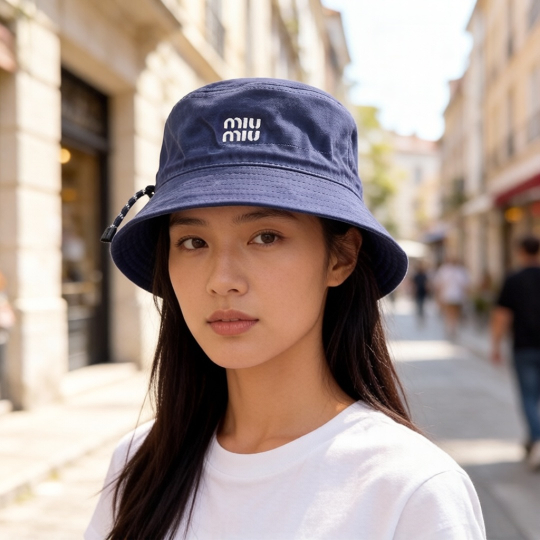 Pmiumiu缪缪新款渔夫帽，帆布面，官方新款，内标齐全，男女通用