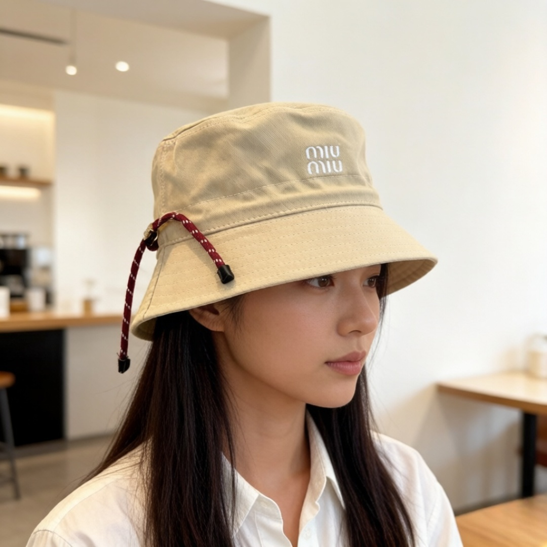 Pmiumiu缪缪新款渔夫帽，帆布面，官方新款，内标齐全，男女通用