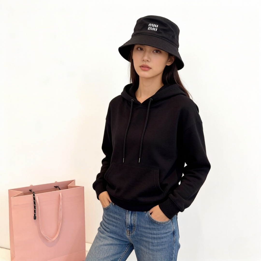 Pmiumiu缪缪新款渔夫帽，帆布面，官方新款，内标齐全，男女通用