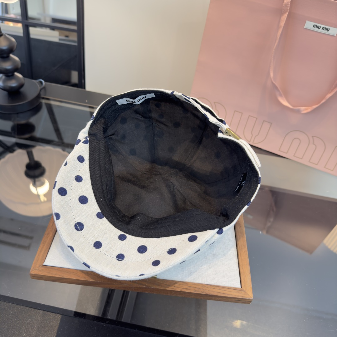 Pmiumiu缪缪新款鸭舌前进帽，日韩风波点鸭舌帽，头围57cm 可调节