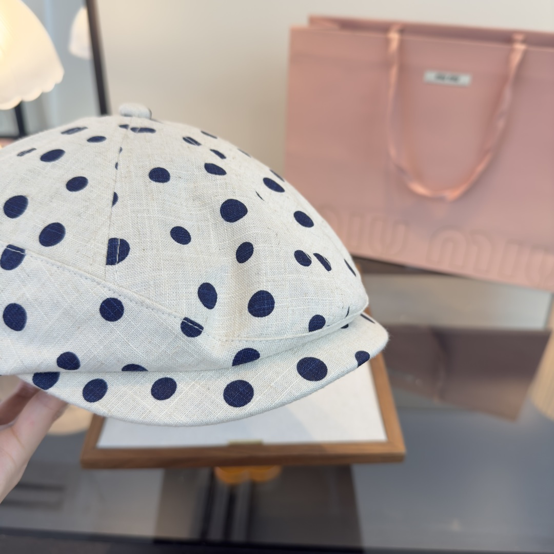 Pmiumiu缪缪新款鸭舌前进帽，日韩风波点鸭舌帽，头围57cm 可调节