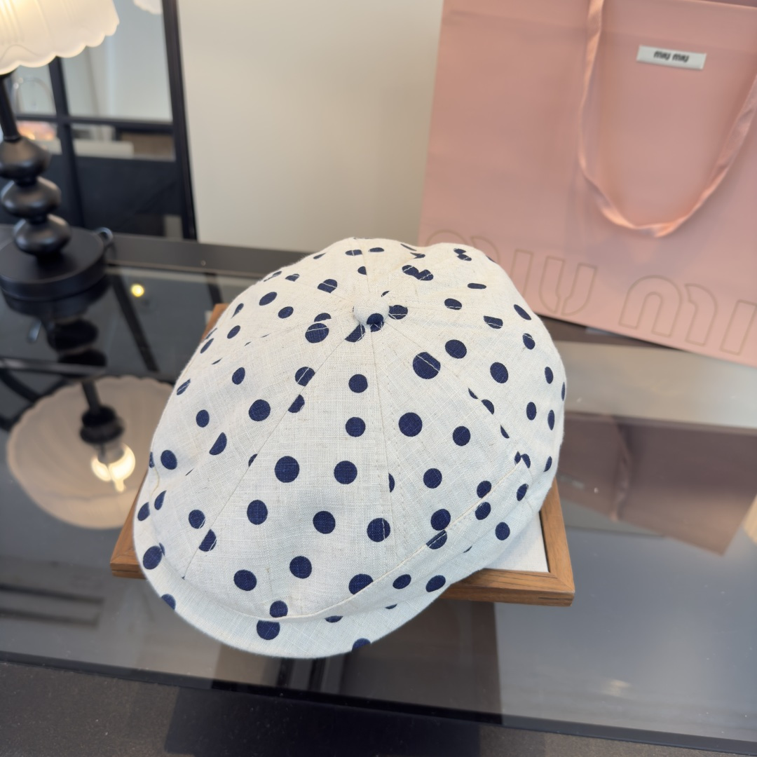 Pmiumiu缪缪新款鸭舌前进帽，日韩风波点鸭舌帽，头围57cm 可调节