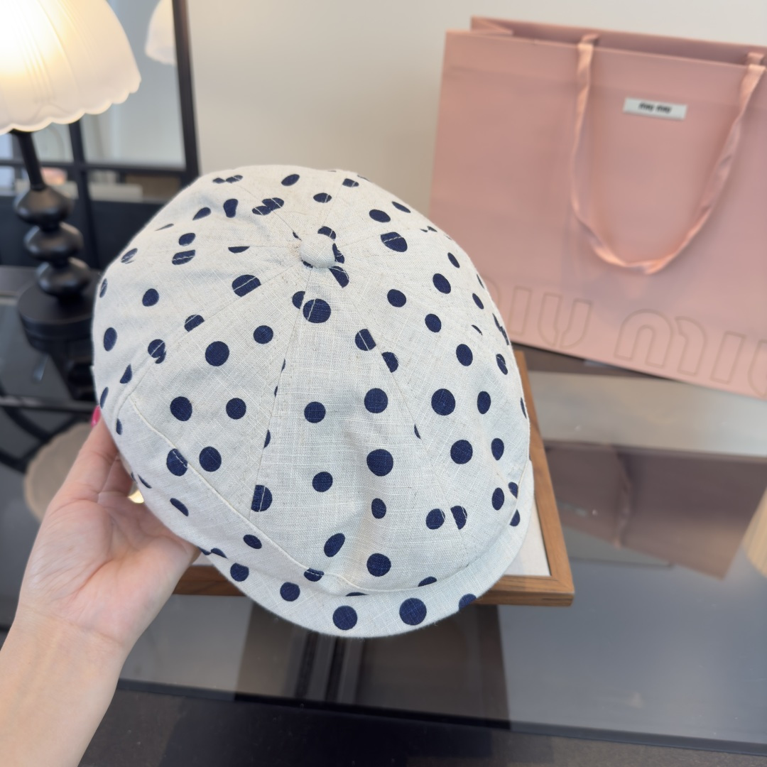 Pmiumiu缪缪新款鸭舌前进帽，日韩风波点鸭舌帽，头围57cm 可调节