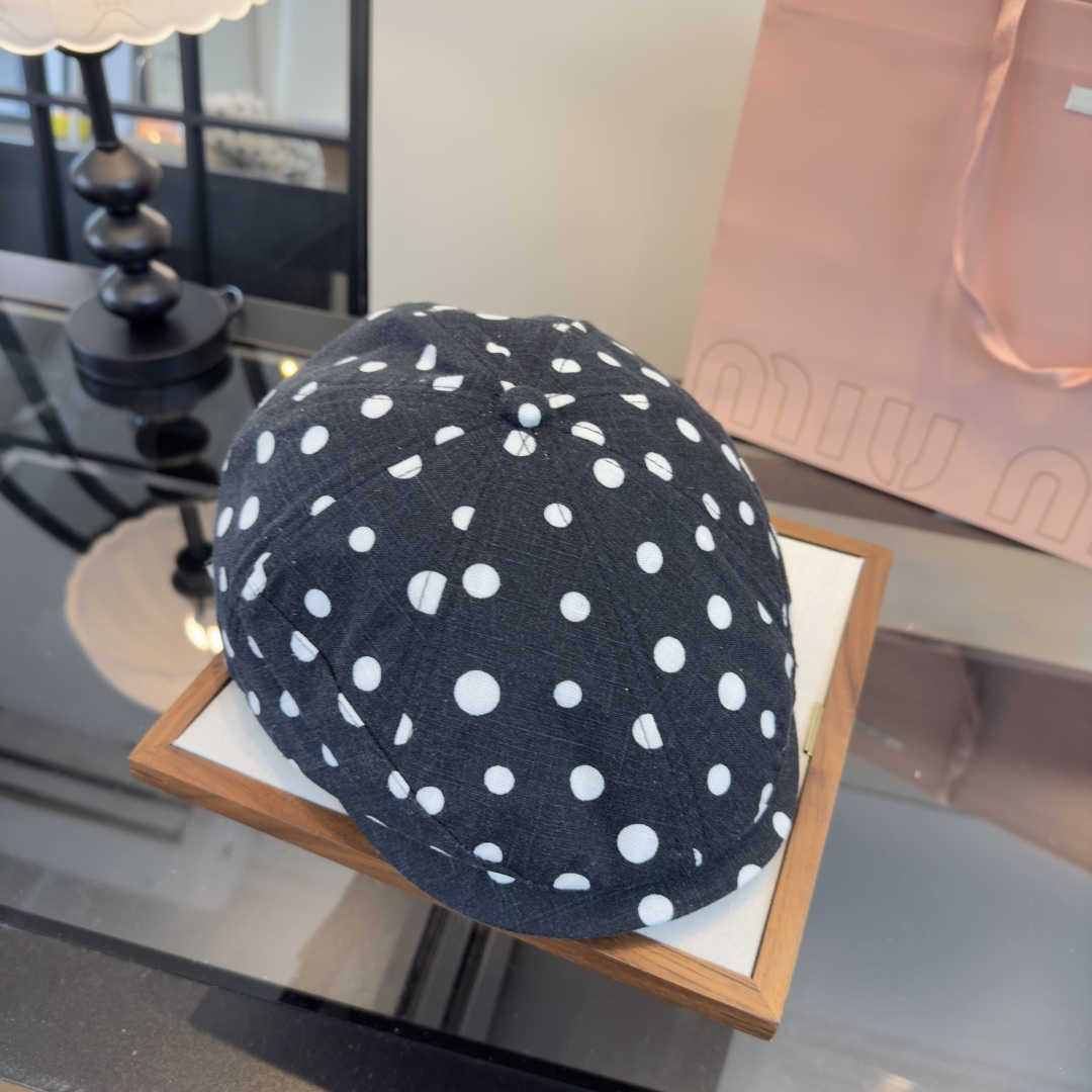 Pmiumiu缪缪新款鸭舌前进帽，日韩风波点鸭舌帽，头围57cm 可调节