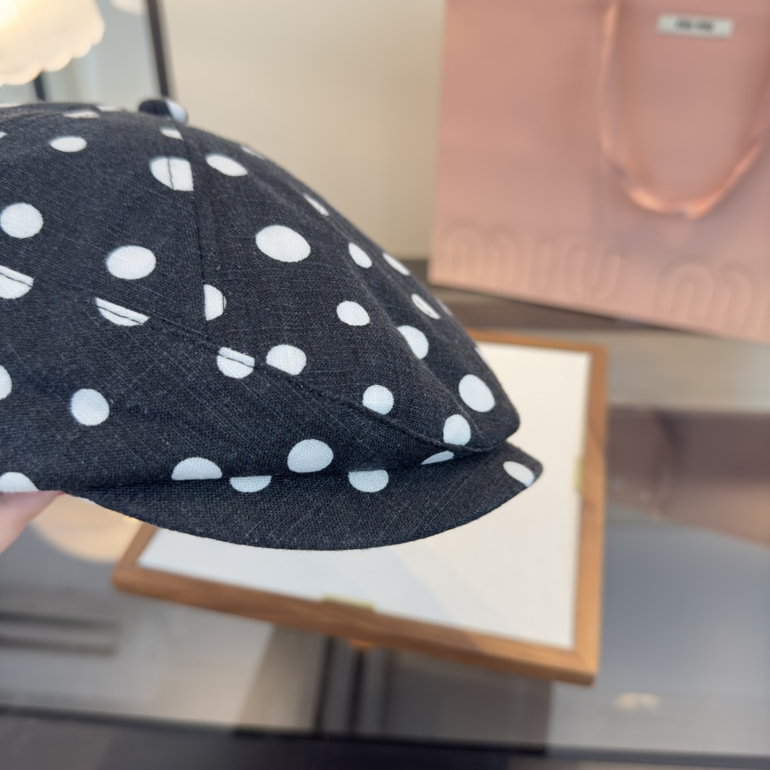 Pmiumiu缪缪新款鸭舌前进帽，日韩风波点鸭舌帽，头围57cm 可调节