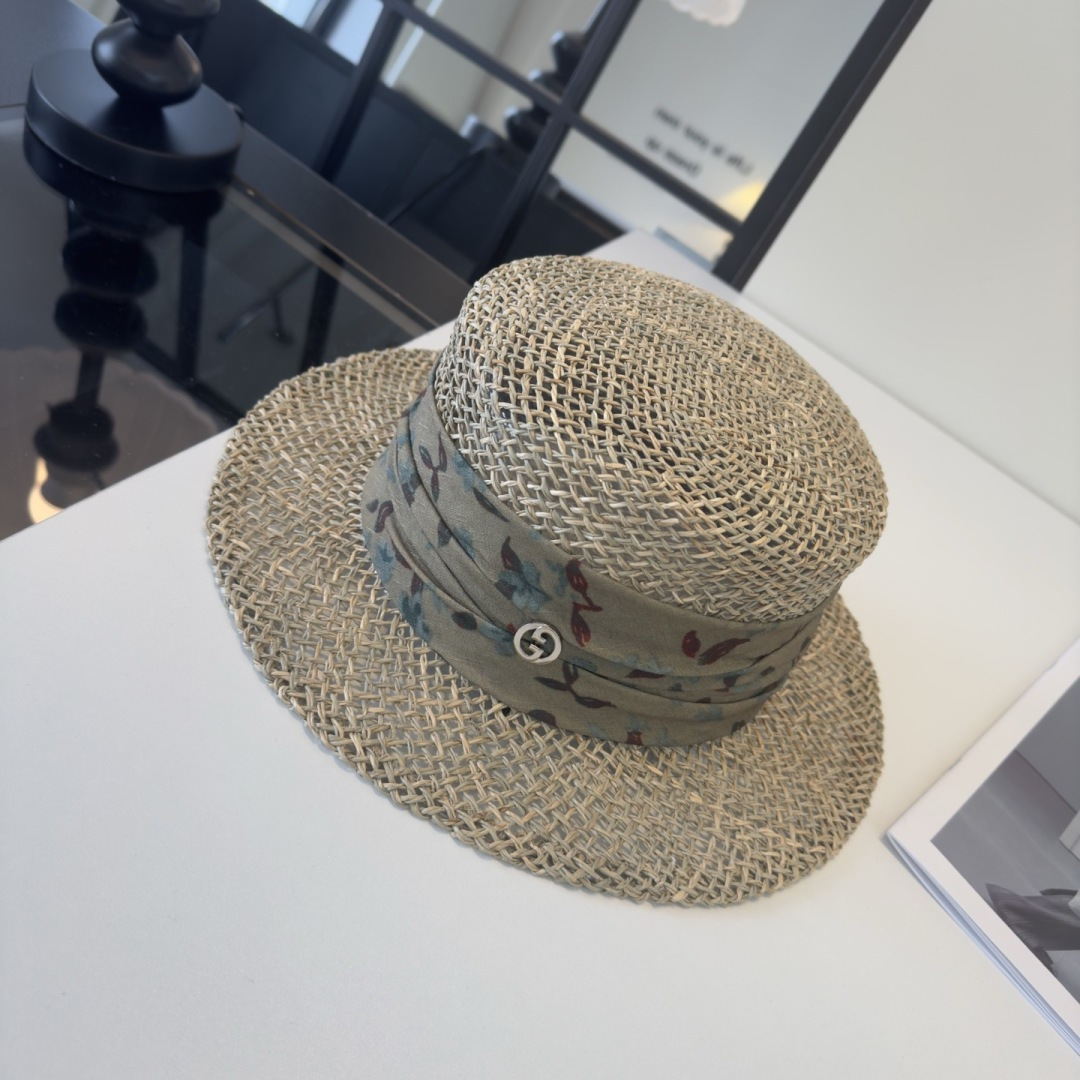PGucci古奇新款礼帽，台湾PP草帽沿，头围57cm