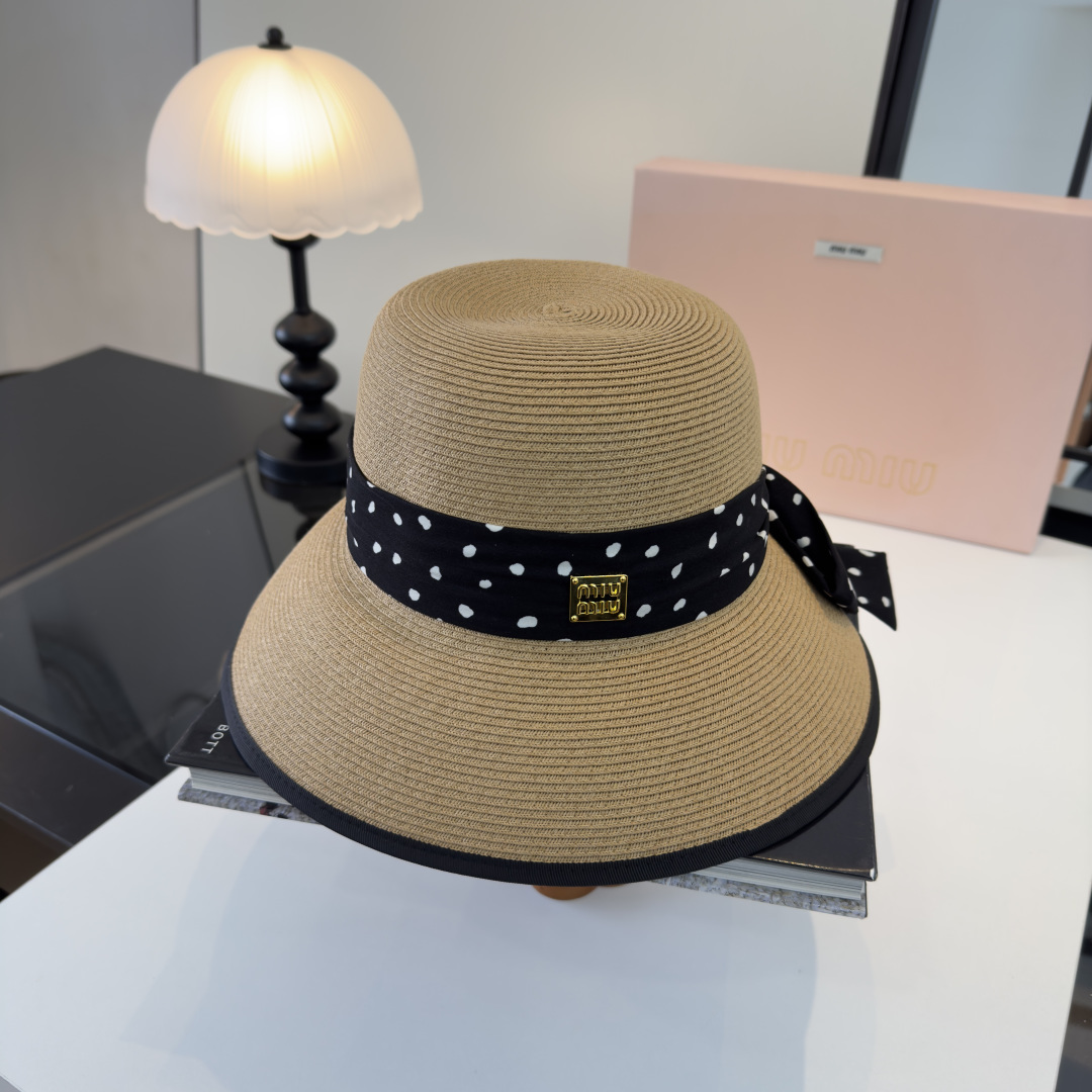 Miu Miu miumiu缪缪新款名媛风蝴蝶结盆帽，简约～