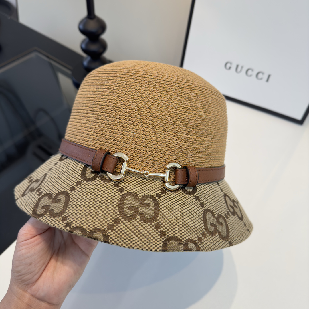 PGucci古奇新款盆帽草帽，夏日必备