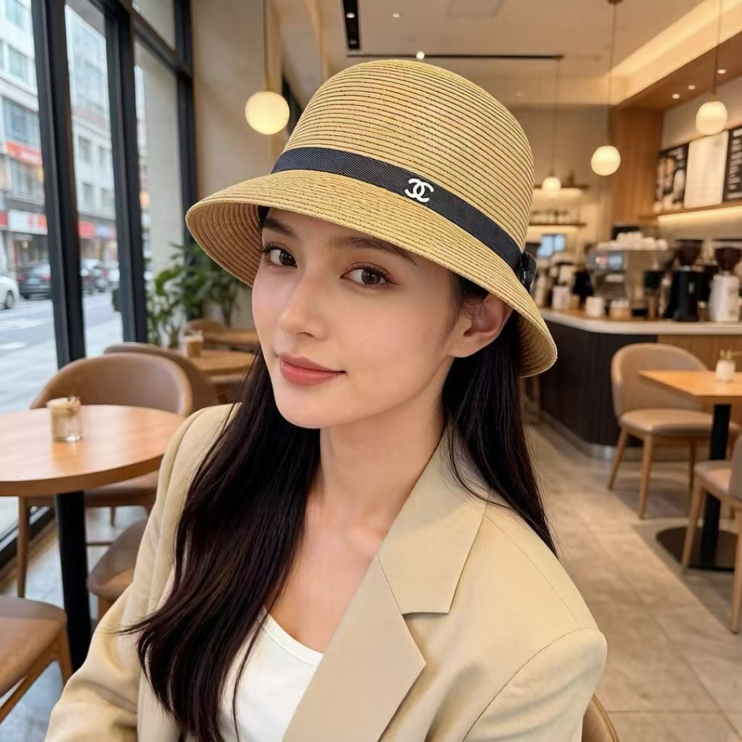 PChanel香奈儿新款盆帽草帽，小清新，头围57cm