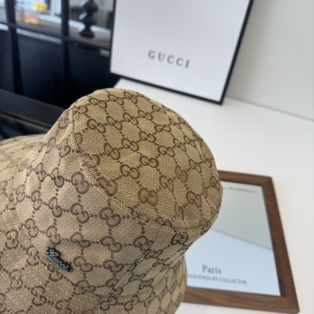 PGucci古奇新款遮阳渔夫帽，可折叠