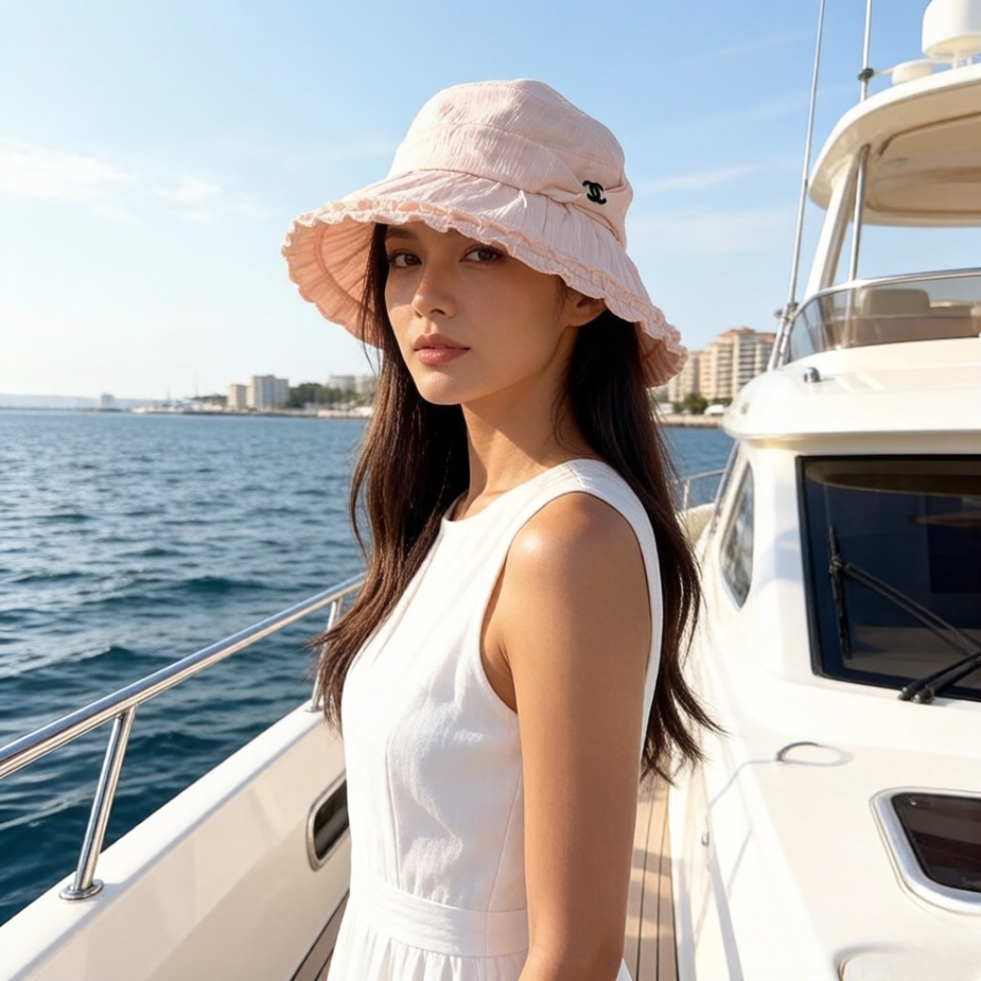 PChanel香奈儿空顶遮阳渔夫帽，简约百搭，头围57cm