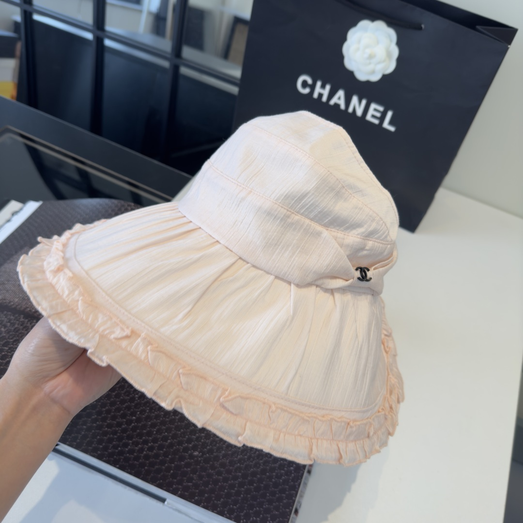 PChanel香奈儿空顶遮阳渔夫帽，简约百搭，头围57cm