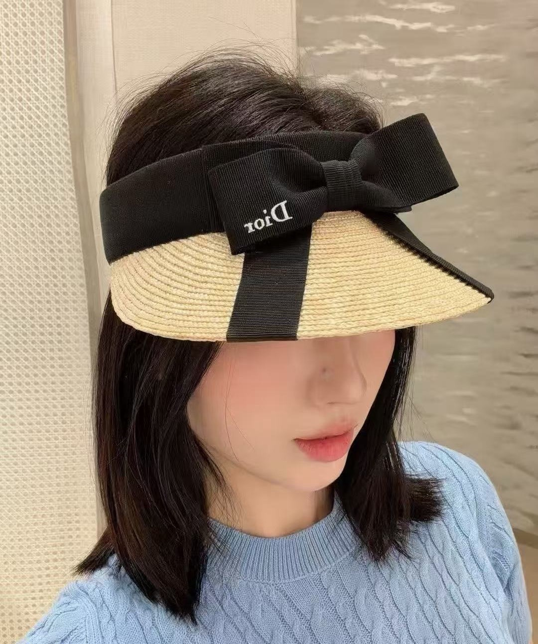 Dior Dior迪奥2026款麦秆草蝴蝶空顶帽，头围57cm