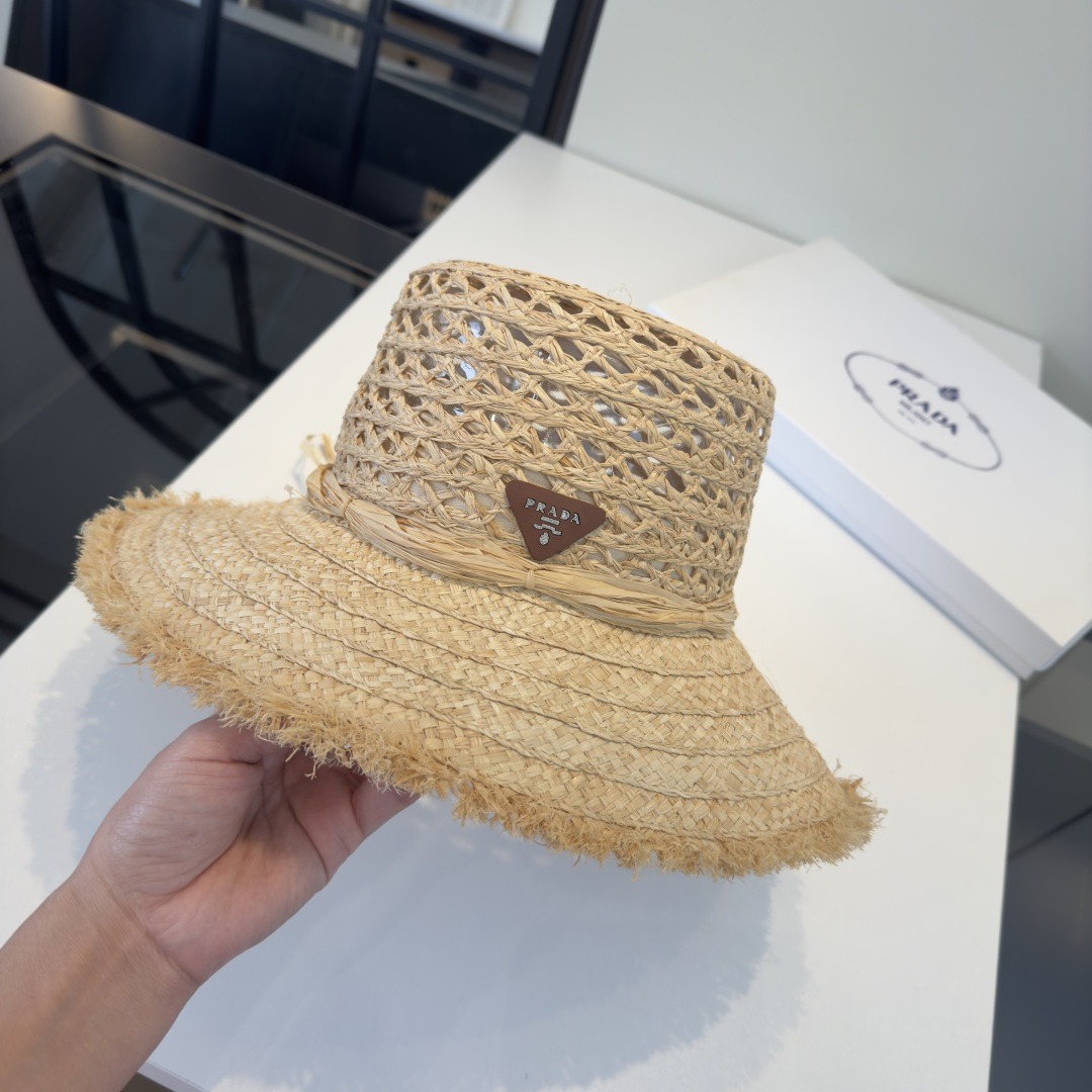 Prada 普拉达PRADA拉菲草帽，头围57cm
