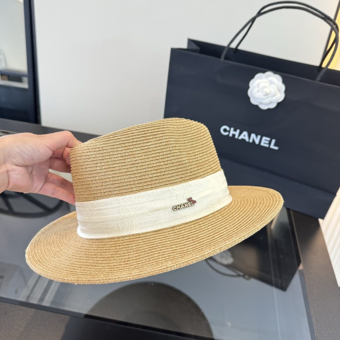 Chanel Chanel香奈儿草帽，细草制作，头围57cm