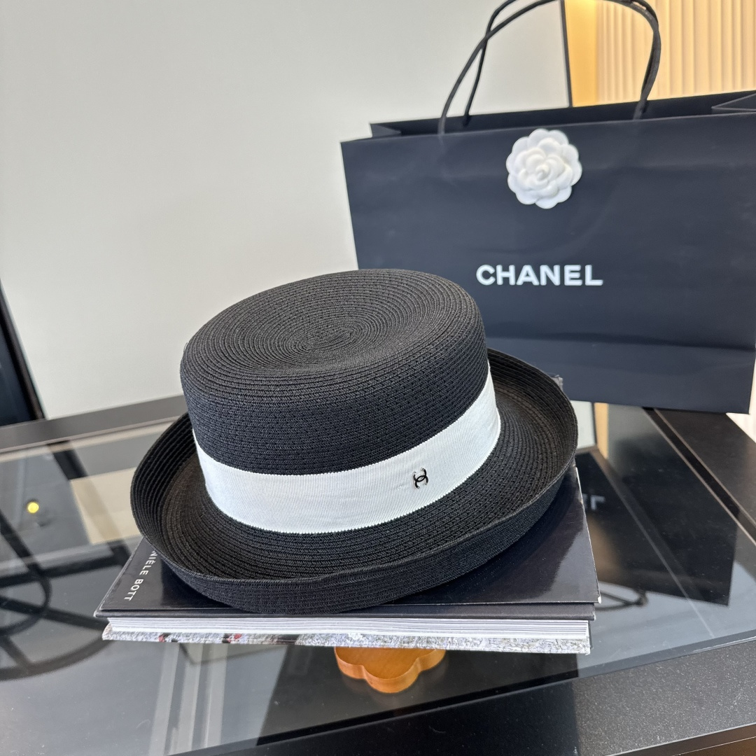 Chanel Chanel香奈儿超细进口纸草小香卷边檐盆帽
