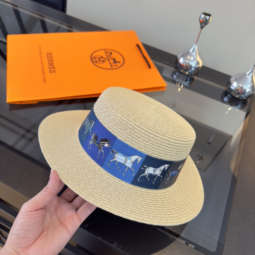 Hermès 爱马仕HERMES新款平顶礼帽，头围57cm