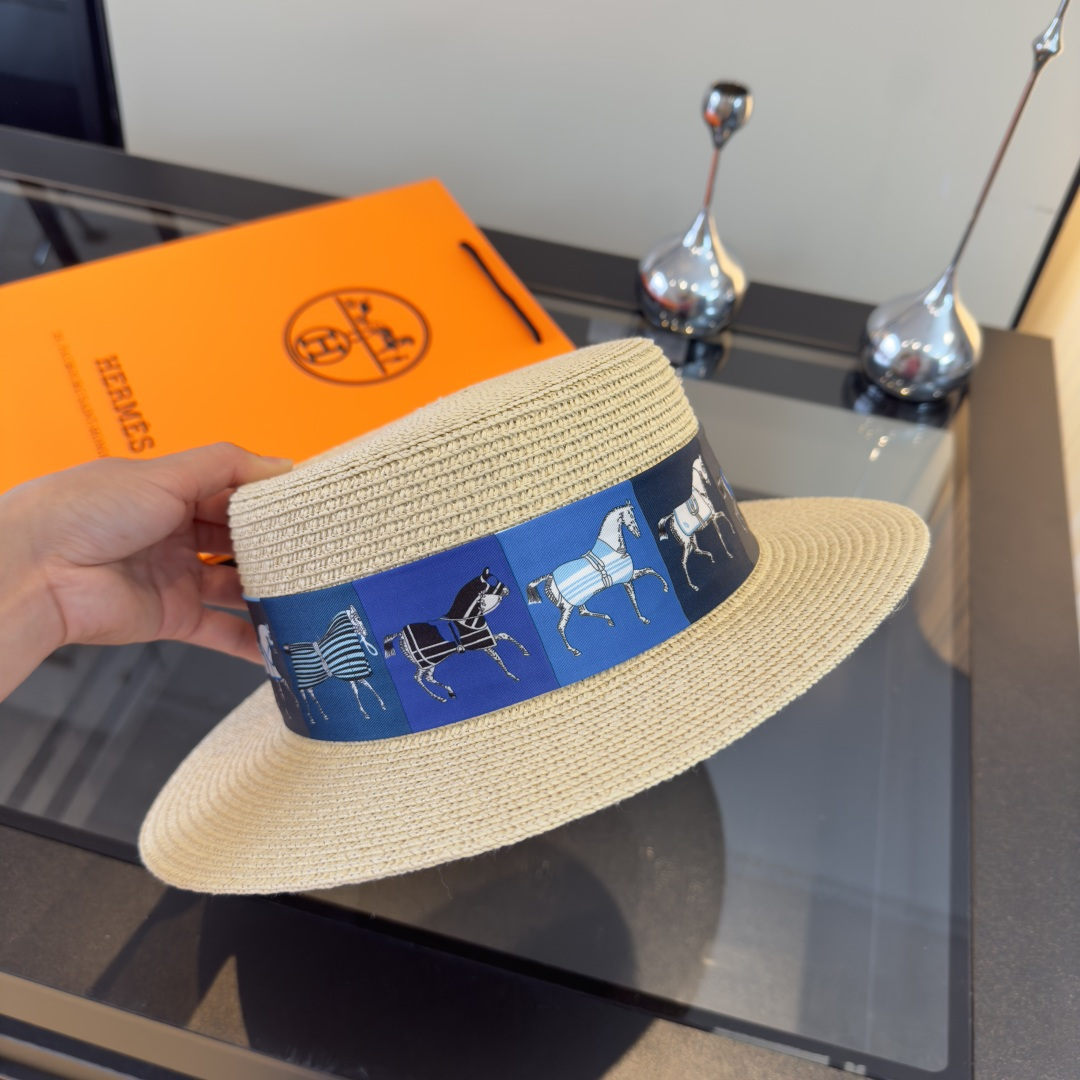 Hermès 爱马仕HERMES新款平顶礼帽，头围57cm
