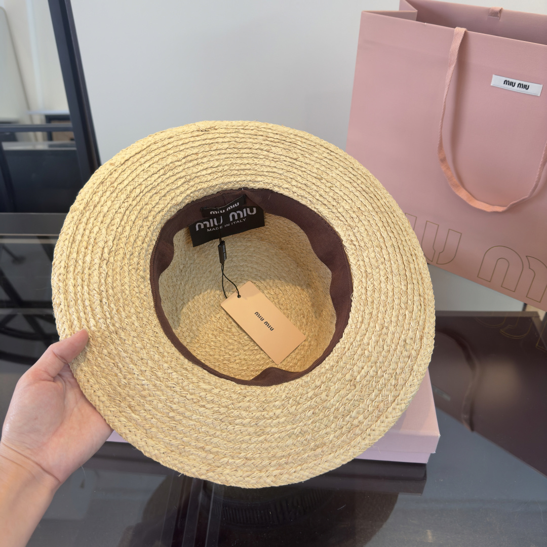 Miu Miu miumiu缪缪2026 新款平顶拉菲草帽，头围57cm
