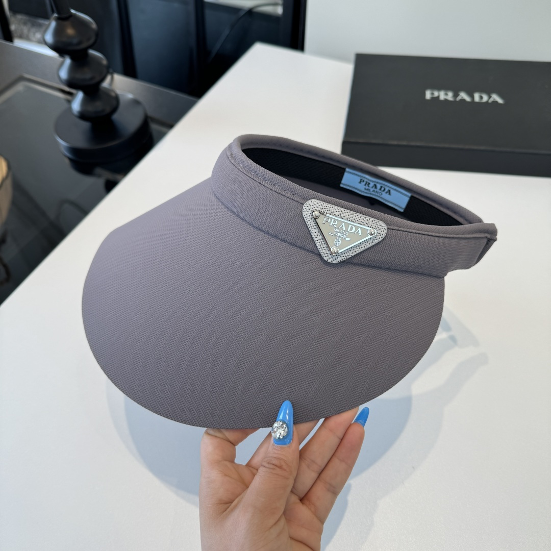 Prada 普拉达新款空顶遮阳帽 遮阳发箍