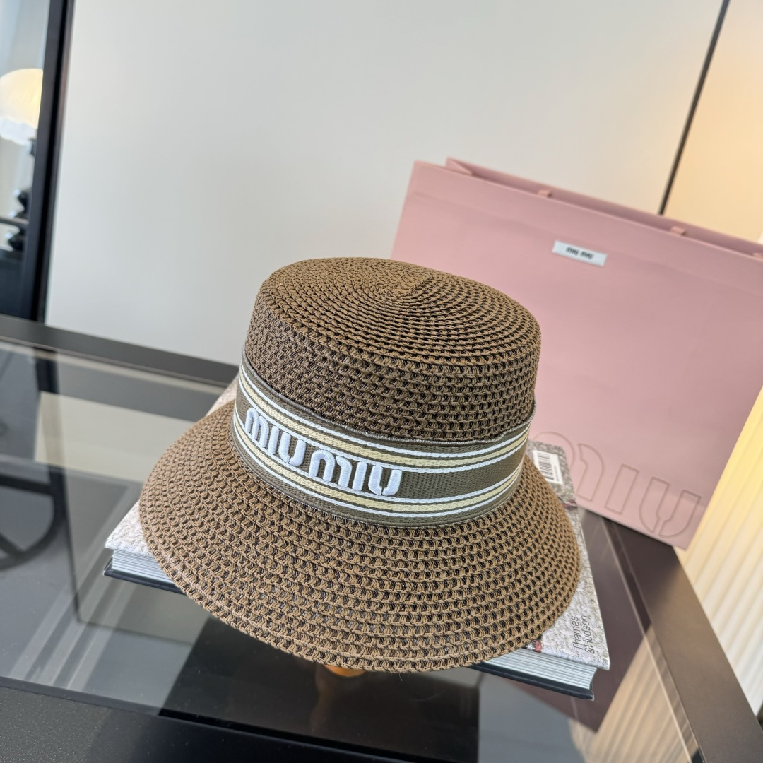 Pmiumiu缪缪新款盆帽，夏日爆款草帽，头围57cm